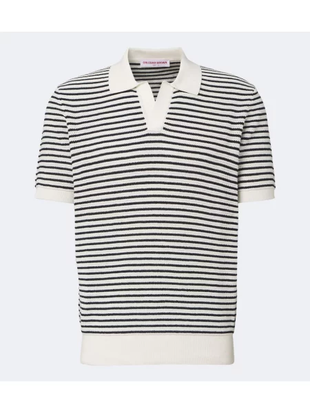 Tricou polo Orlebar Brown cu dungi albastru