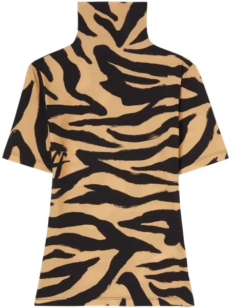 Топ Off-white с принт с принт зебра бяло