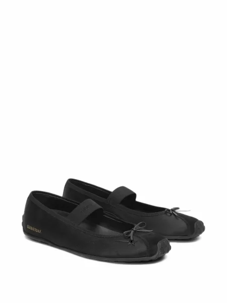 Balerini Golden Goose cu broderie din satin cu bretele negru