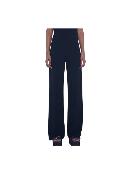 Spodnie Norma Kamali z wysoką talią niebieskie