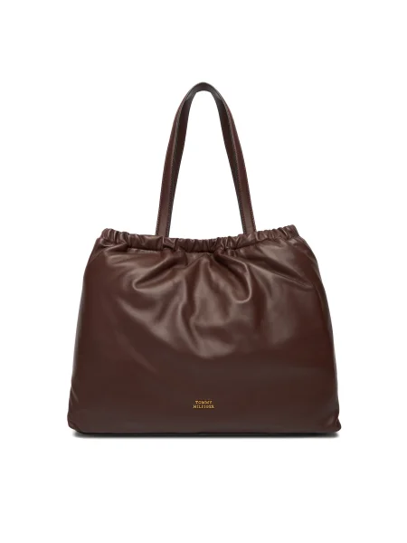 Tommy Hilfiger Kabelka Soft Leather Tote bordová