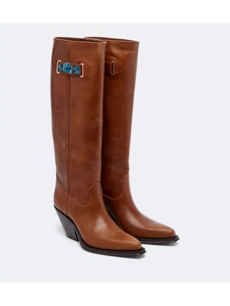 Cizme Chloé din piele maro