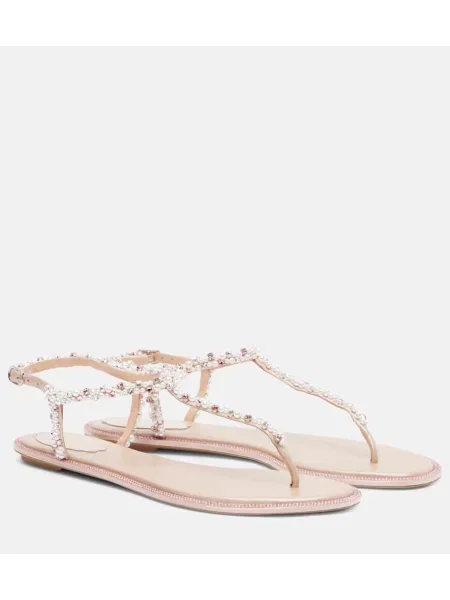 Chiloți tanga Rene Caovilla din satin roz