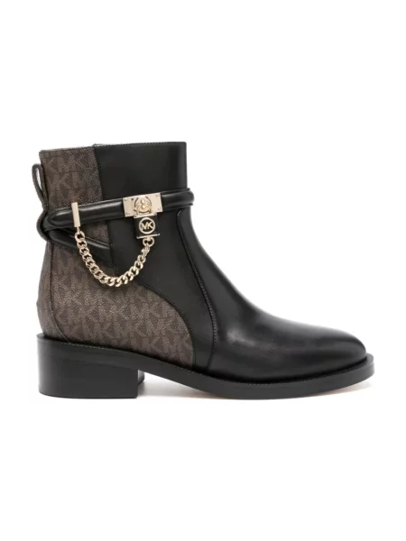 Botki Michael Kors skórzane z logo czarne