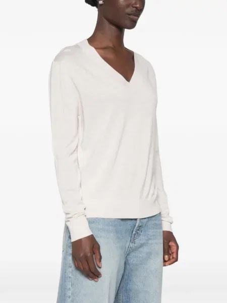 Pulover Weekend Max Mara cu decolteu în V alb