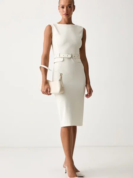 Pinko rochie cu vâscoză bej