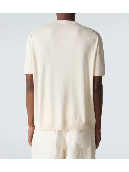 Tricou Moncler de mătase alb