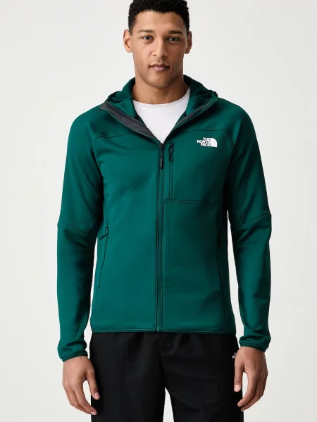 The North Face rozepínací mikina s kapucí fleecová POWERSTRETCH METEORA zelená