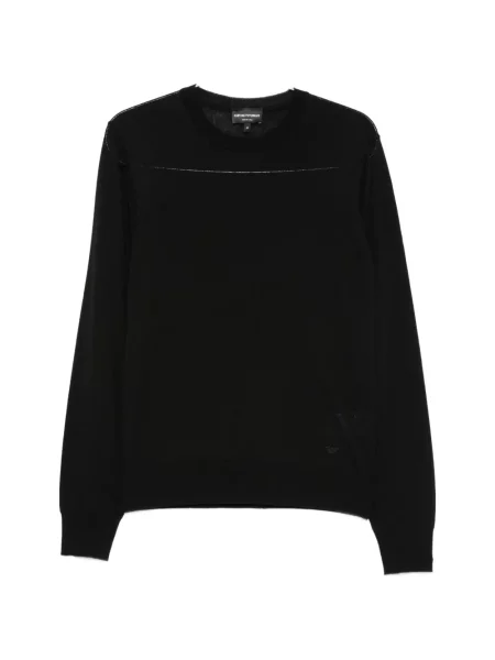Pulover Emporio Armani de lână cu decolteu rotund negru