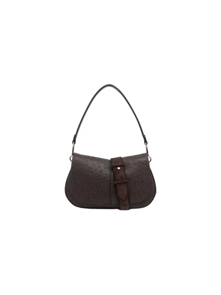 Lniana torebka crossbody Gianni Chiarini brązowa
