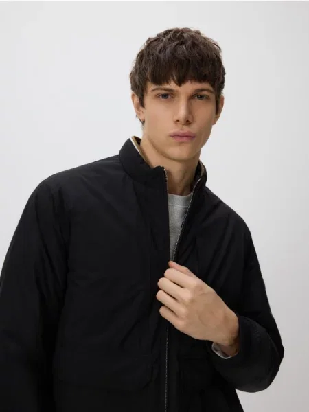 Reserved Geacă bomber cu guler în picioare negru