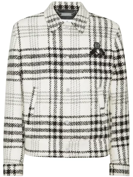 Kostkovaná bunda Philipp Plein bílá