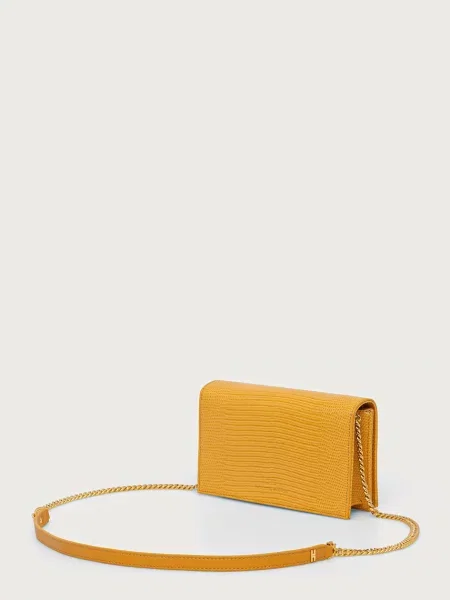 Torebka crossbody Elisabetta Franchi skórzana żółta