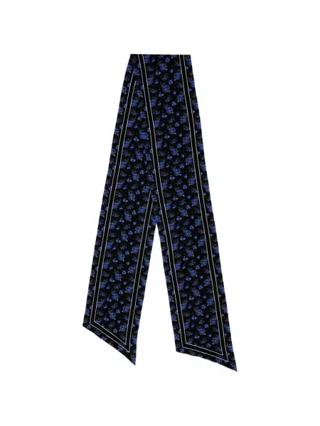 Fular Chloé de mătase cu model floral cu imagine negru