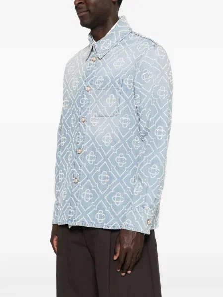 Дънкова риза Casablanca с перли синьо