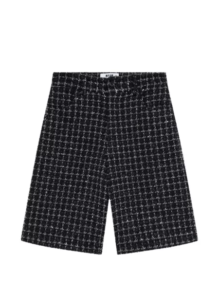 Pantaloni scurți Msgm în carouri din tweed negru