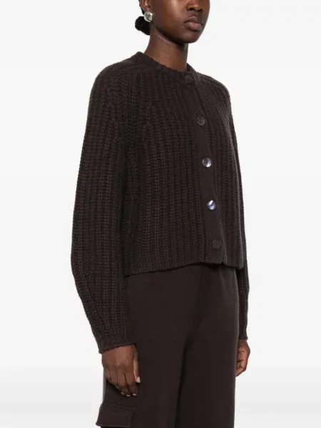 Cardigan Ftc tricotate chunky maro