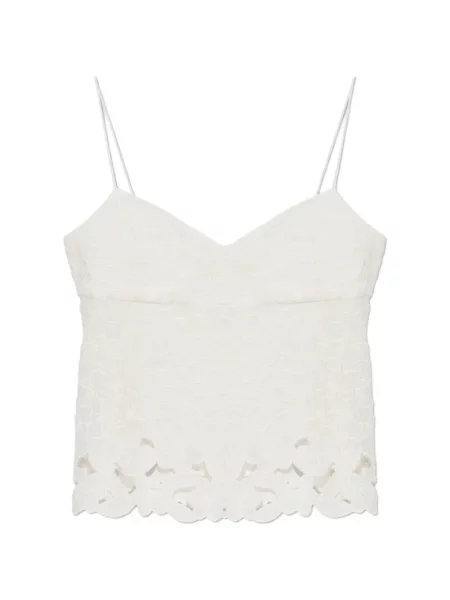 Top Isabel Marant cu broderie cu model floral alb
