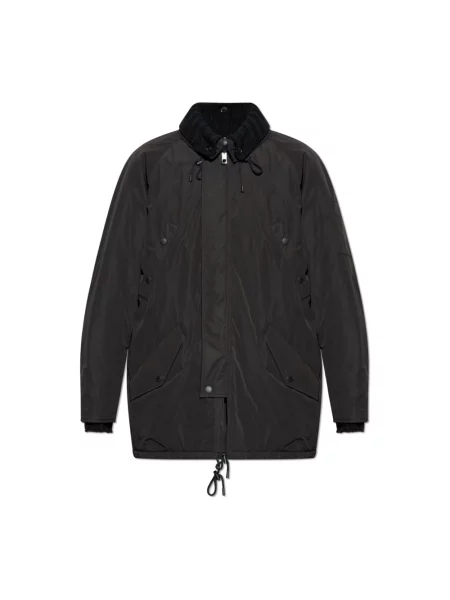 Lniana parka Dolce And Gabbana z kapturem czarna