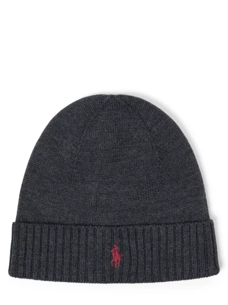 Czapka Ralph Lauren wełniana szara