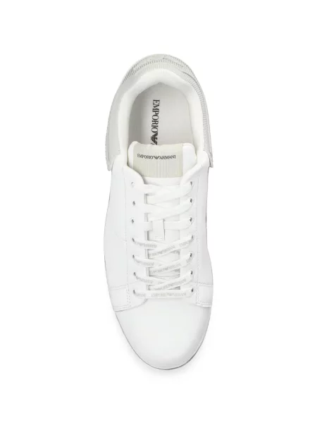 Bőr sneaker Emporio Armani autogrammal fehér
