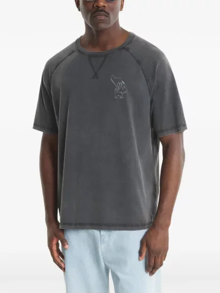 Tricou Maison Kitsune cu decolteu rotund gri