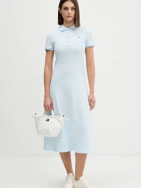 Tommy Jeans rochie evazată din cu albastru