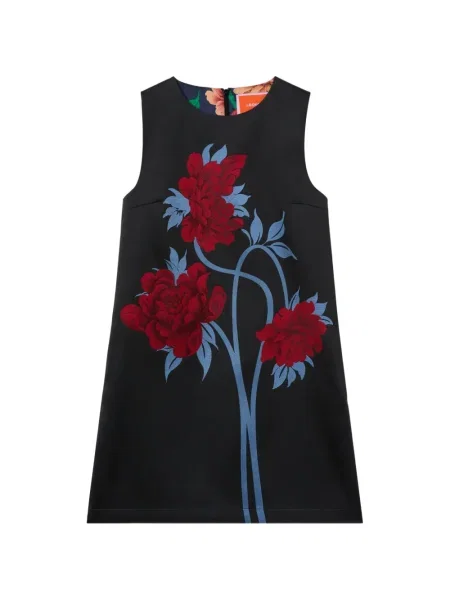 Rochie La Doublej cu model floral din jacard de costum negru