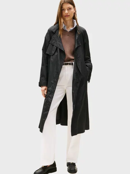 Довгий пакувальний тренч Tommy Hilfiger чорний