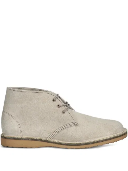 Botine Red Wing Shoes cu șireturi din piele de căprioară roșu