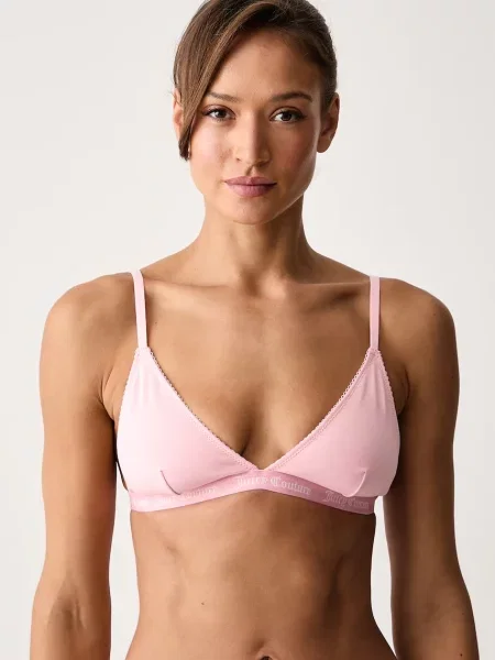 Juicy Couture trojuholníková podprsenka s elastanom FEMME BEV SCALLOPED EDGE ružová