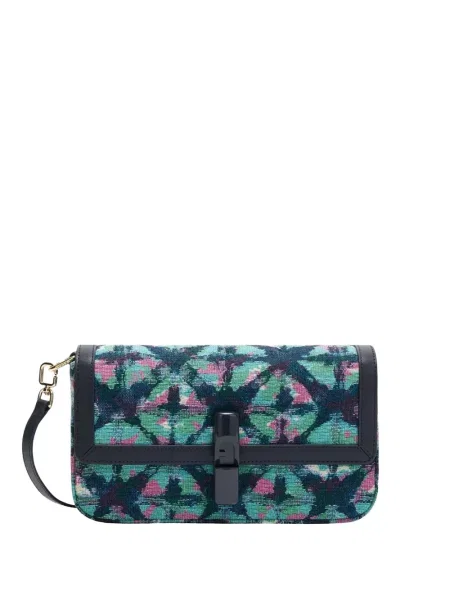 Torebka crossbody Furla w kwiatki żakardowa niebieska