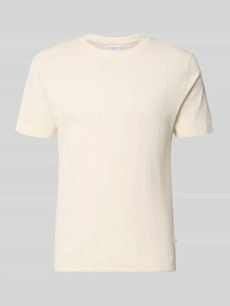 T-shirt z żakardowej dzianiny z okrągłym dekoltem Lindbergh biała
