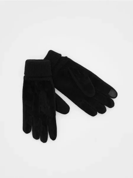 Кожаные перчатки Reserved черные