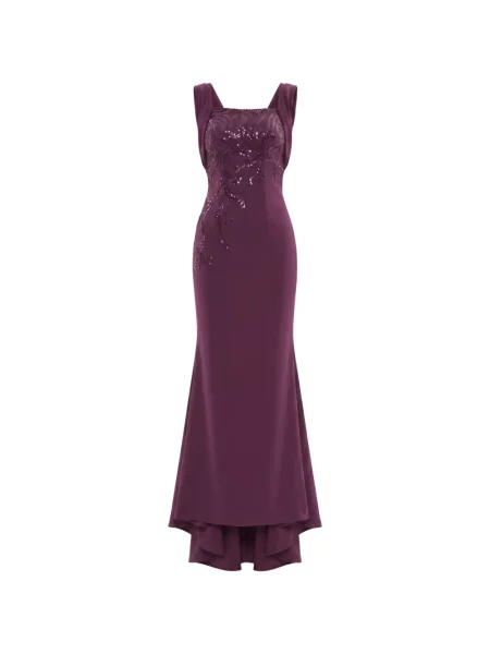 Rochie maxi Saiid Kobeisy cu paiete drapată violet