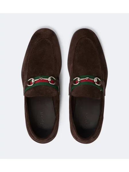 Pantofi loafer Gucci din piele de căprioară maro