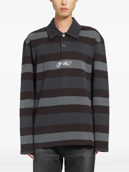 Lung tricou polo Off-white alb
