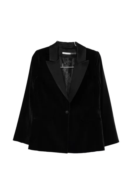 Apykaklė švarkas Alice + Olivia velvetinis juoda