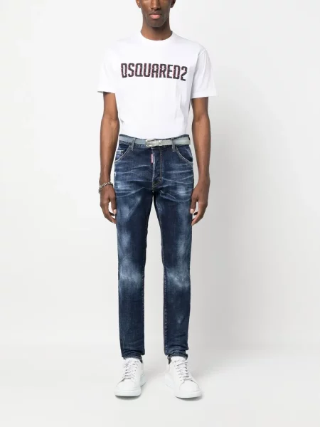 Raštuotas trumpas marškinėliai Dsquared2 balta