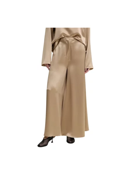 Nanushka spodnie ZANIAH szerokie high waist beżowy
