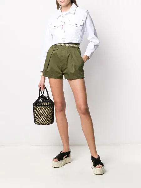 Pantaloni scurți Dsquared2 cu talie înaltă verde
