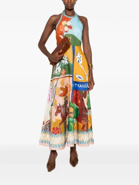 Rochie maxi Alemais cu gât halter galben