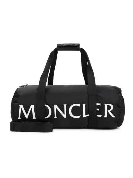 Torba Moncler skórzana z logo wodoszczelna czarna