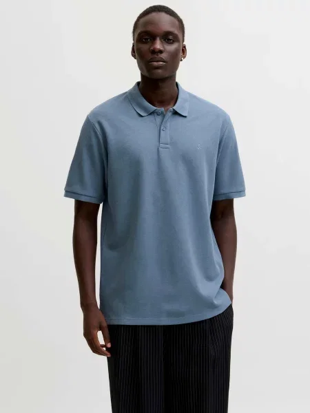 Поло JACK & JONES сіро-синій бавовна/поліестер синє