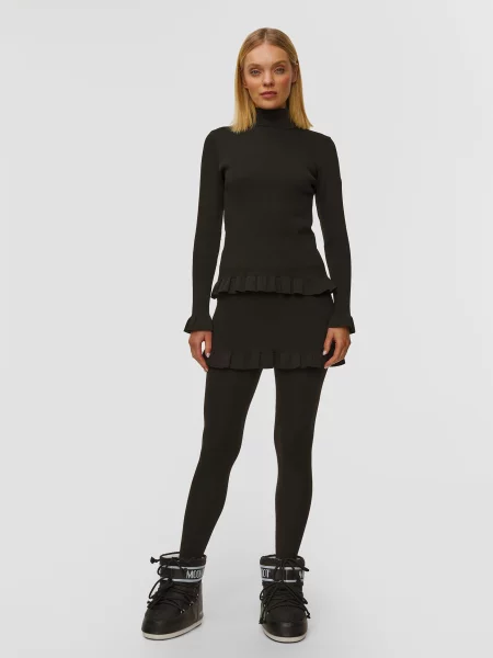Lniany sweter z golfem Newland czarny