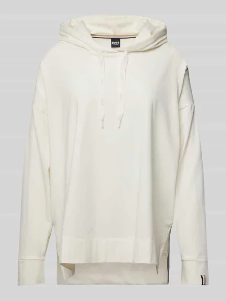 Bluza z kapturem z mieszanki bawełny Boss biała