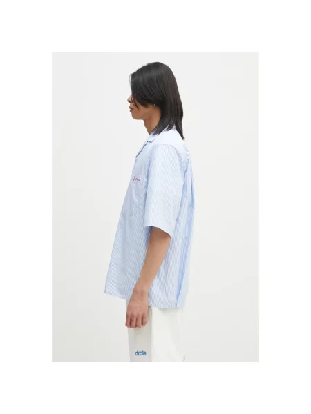 Fiorucci koszula Striped Logo Bowling relaxed z kołnierzykiem klasycznym niebieski