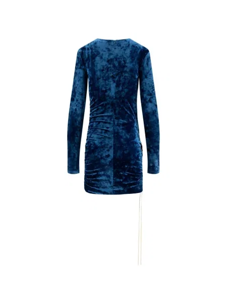 Rochie mini Danamé de catifea cu volane albastru
