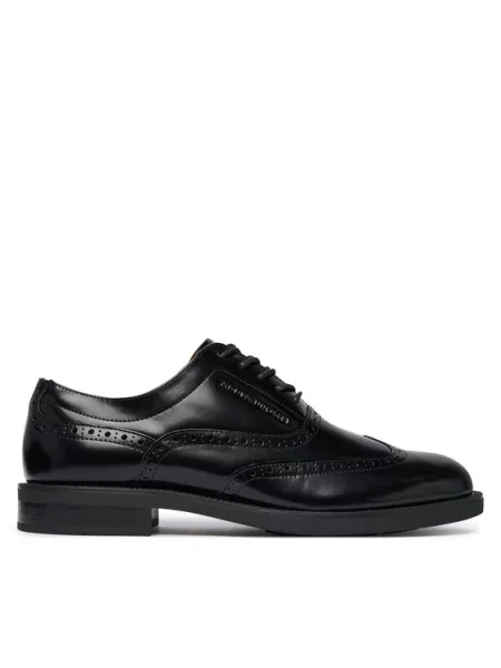 Tommy Hilfiger Nizki čevlji Lth Abrasivato Brogue Shoe črna
