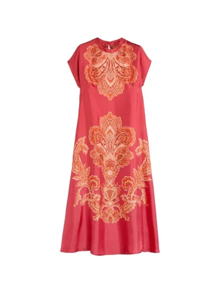 Rękaw kimonowy sukienka Momoni z nadrukiem garniturowa czerwona